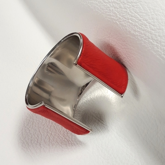 Red Lambskin Leather Cuff Bracelet/ Minimalist/ Handcrafted by J.Monique - Picture 3 of 12